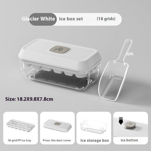 32 Grid Silicone Ice Cube Tray Mould With Lid Shovel Storage Box