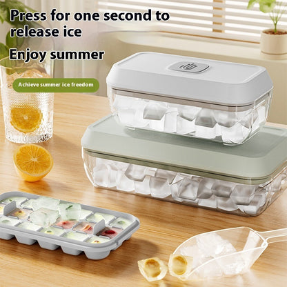 32 Grid Silicone Ice Cube Tray Mould With Lid Shovel Storage Box