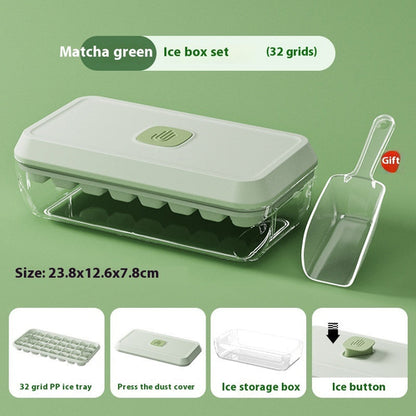 32 Grid Silicone Ice Cube Tray Mould With Lid Shovel Storage Box