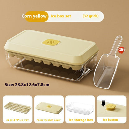 32 Grid Silicone Ice Cube Tray Mould With Lid Shovel Storage Box