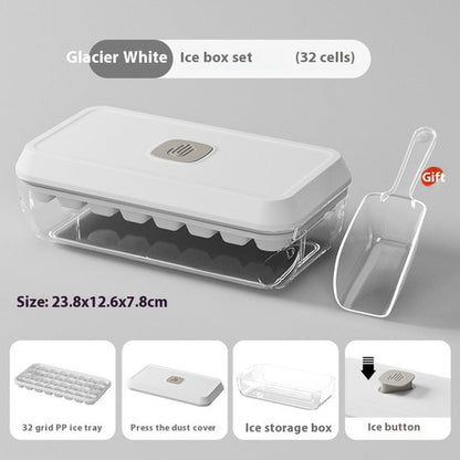 32 Grid Silicone Ice Cube Tray Mould With Lid Shovel Storage Box