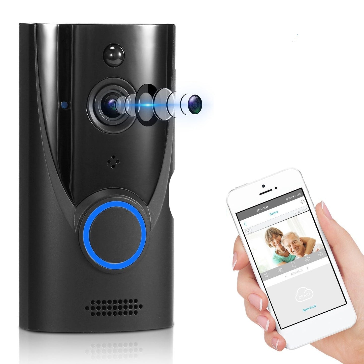 WiFi Video Doorbell Wireless Door Bell 720P HD WiFi Security Camera