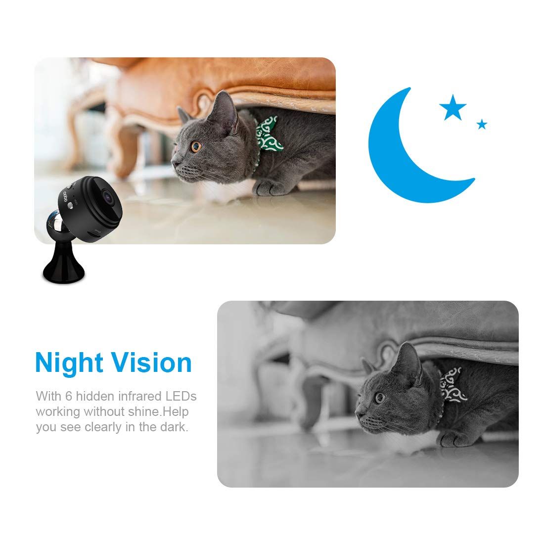 Compact Indoor Plug-in Smart Security Camera ; includes 64G SD Card;