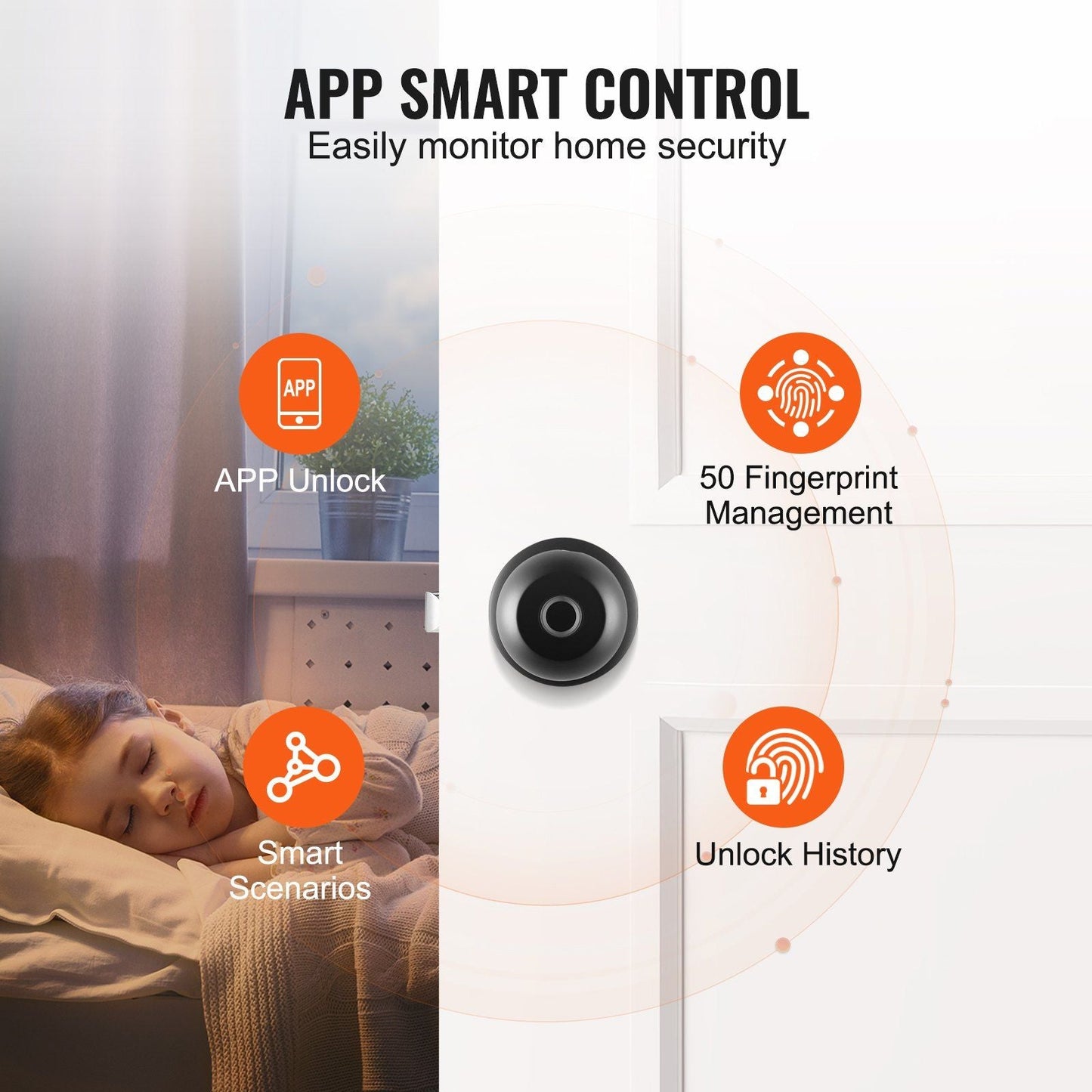 Smart Door Knob, Biometric Door Lock Bluetooth Smart Lock,